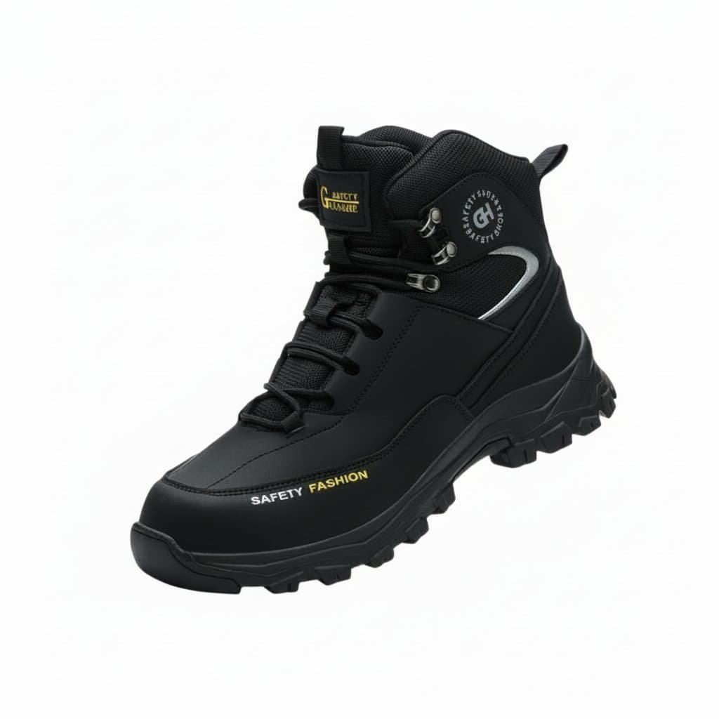Men's steel toe work shoes offering anti-smash and anti-puncture protection, built as indestructible safety footwear for secure and demanding job sites.