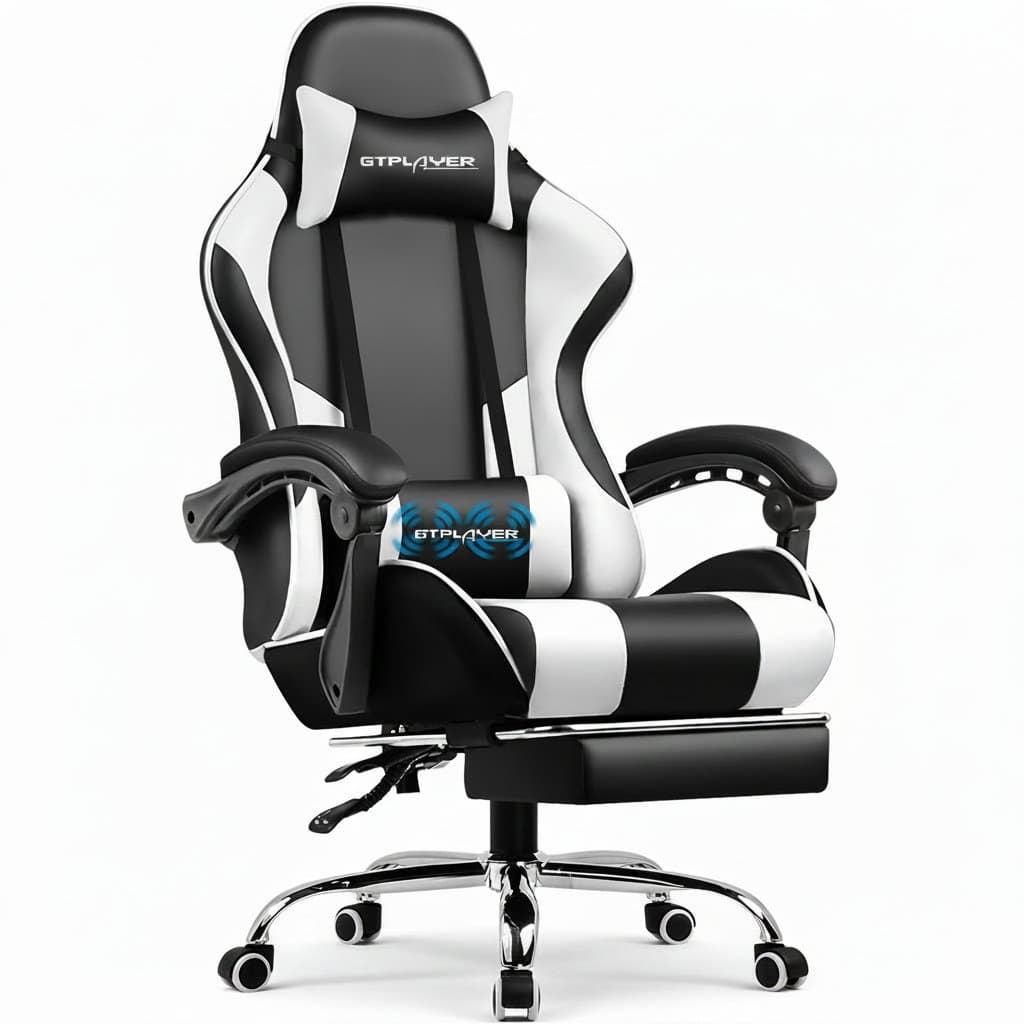 Chair with Footrest | Ergonomic Lumbar Support | Adjustable Swivel Office Chair