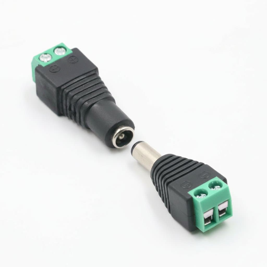 DC Power Connector | 5.5x2.1mm Male to Female Plug | For LED Strips & CCTV - Image 1