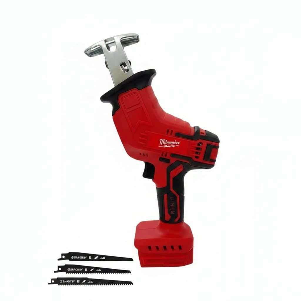 Milwaukee 18V cordless reciprocating saw for cutting wood, metal, and pipes with speed cutting power tool functionality.