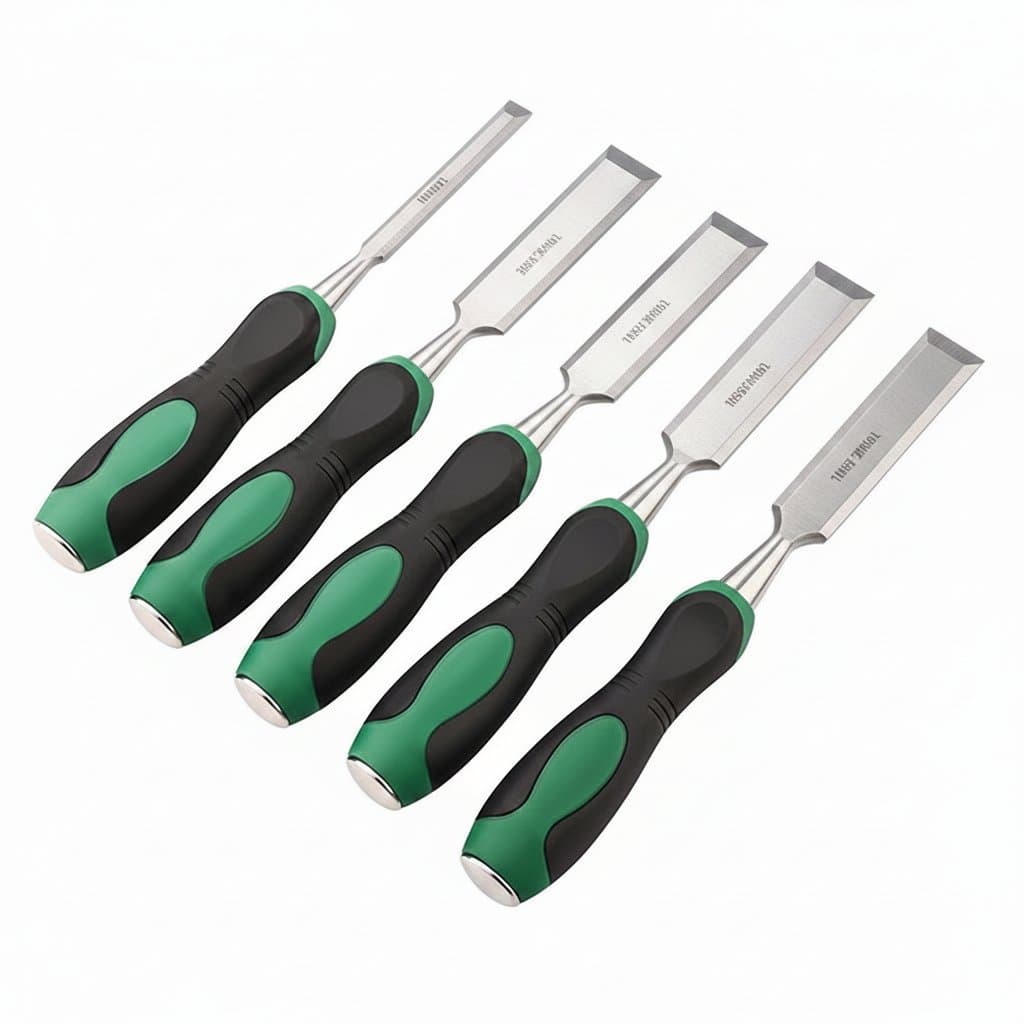 Professional 10-25mm wood carving chisel with a durable steel blade and ergonomic wooden handle for precise slotting and carving.