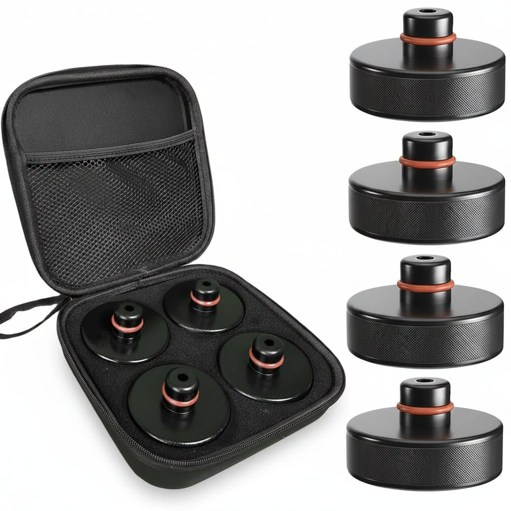 Tesla Jack Pad Set | 4-Pack Rubber Pucks with Protective Storage Case