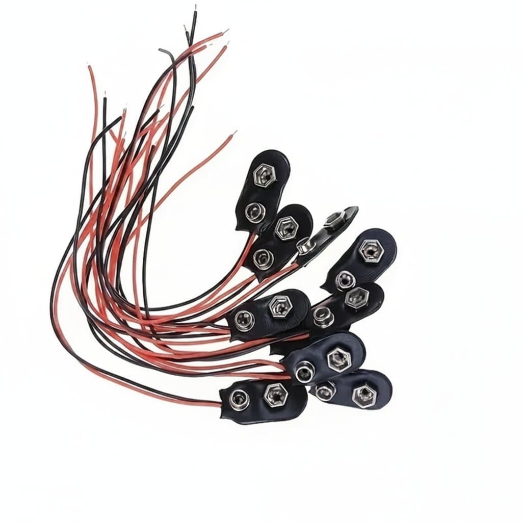 9V Battery Clips | 10-Pack with Secure Lock Connectors | Durable Wire Leads - Image 1
