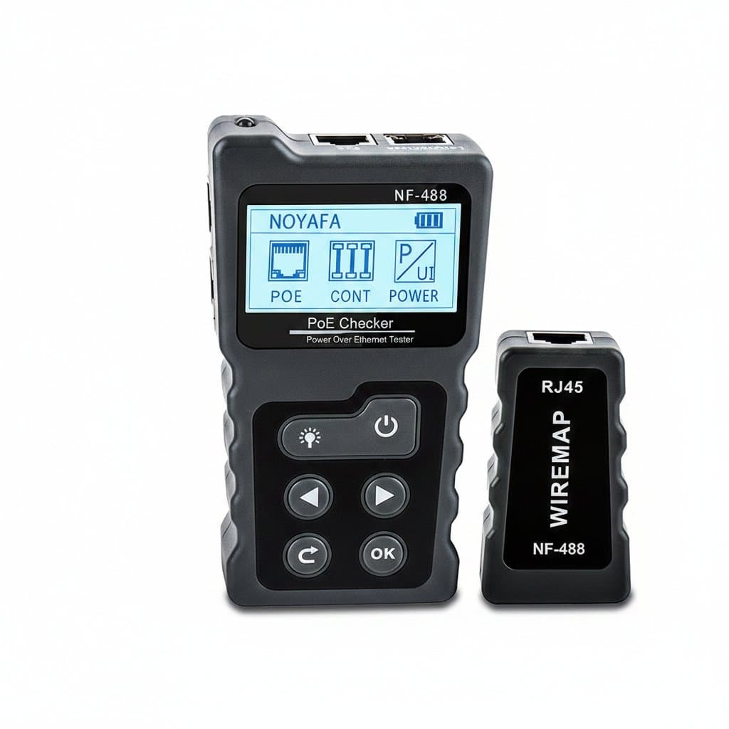 PoE Network Cable Tester | LCD Display for CAT5/CAT6 | Loopback & Power Check - Professional Grade Tool