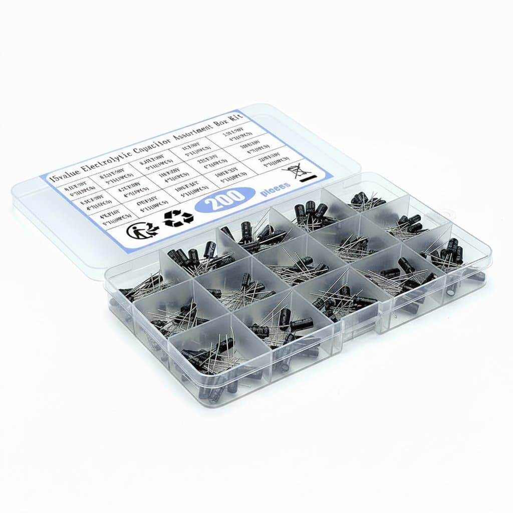 10-piece set of X2 safety capacitors, 15mm pitch with values from 0.022uF to 1uF for 275VAC applications