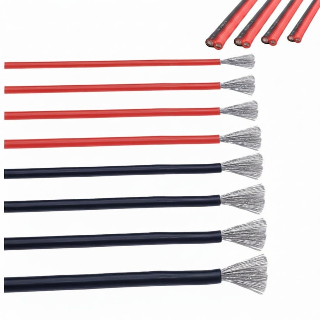 Soft silicone automotive battery cable in red and black, available in 8 to 30 AWG sizes for heat-resistant electrical wiring.