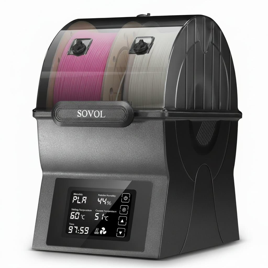 Sovol SH02 Filament Dryer and Sealed Storage Box with PTC heater, a 3D printer spool holder and dehydrator.