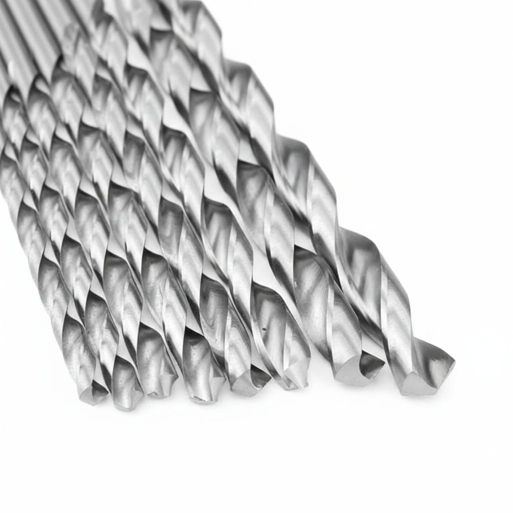Extra-long HSS drill bit set (2-8mm, 160-300mm length) for drilling wood, aluminum, plastic, and steel metal alloys.