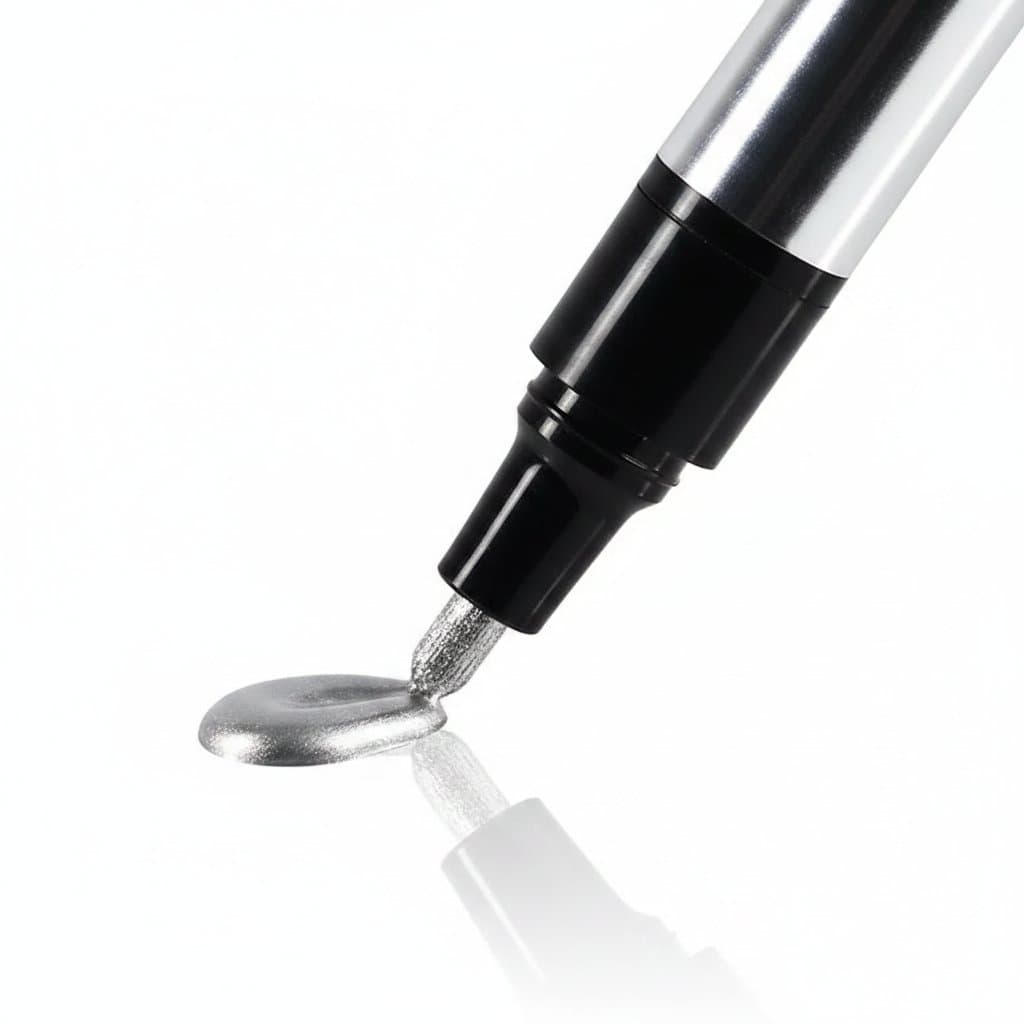 Chrome Mirror Marker Pen set with gold and silver reflective paint for DIY, model painting, and permanent touch-up marking.