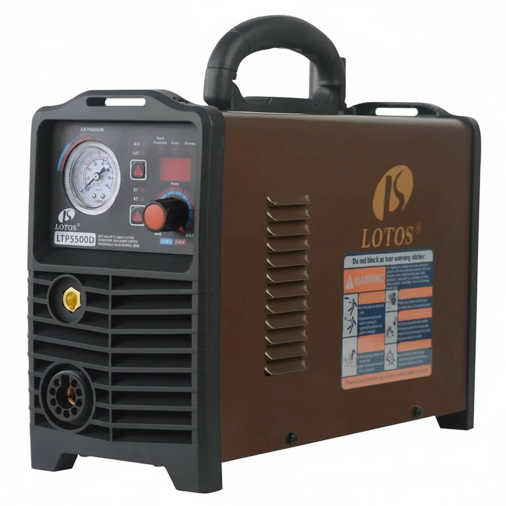 Lotos LTP5500DCNC CNC plasma cutter with non-touch pilot arc, digital control, and Torch Height Control for precision metal cutting.