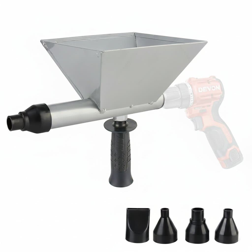 Automatic mortar grout sprayer with caulking gun design for cement, lime, and grout application in construction and repair projects.