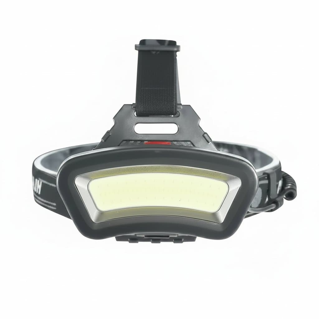Rechargeable LED Head Torch, a compact black headlamp.