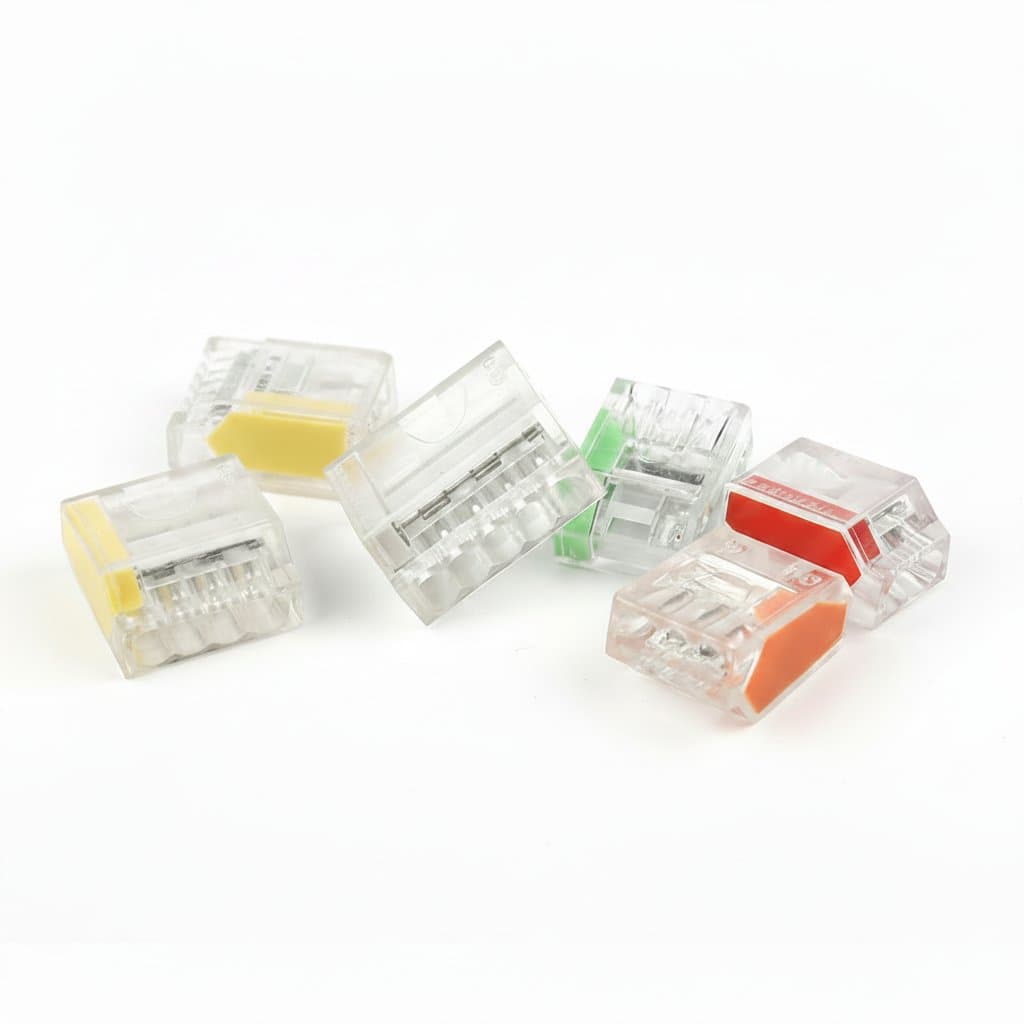 Universal Quick Wire Connector Terminal Block with 25 to 50 pieces, compact push-in design for LED lighting and electrical wiring.