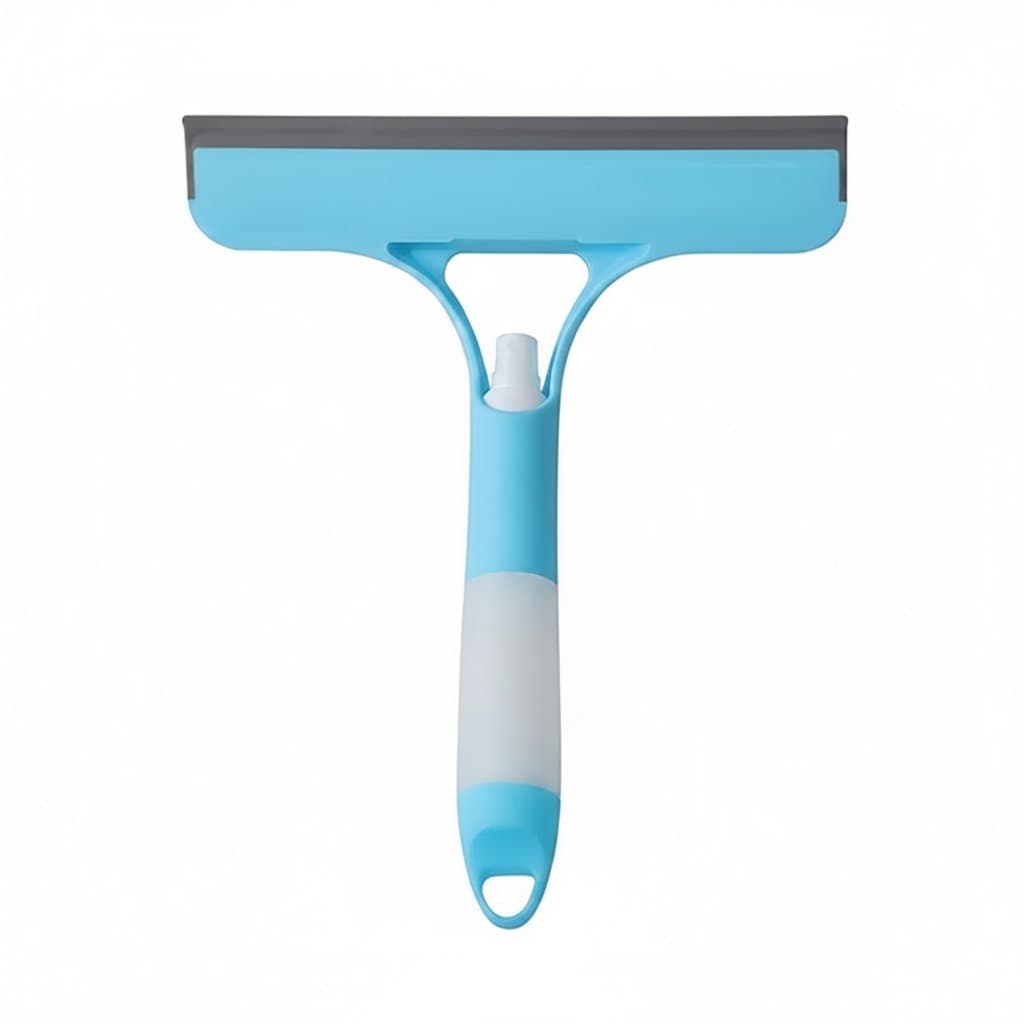 Blue 3-in-1 Window Cleaner Kit for streak-free glass, includes spray bottle, squeegee, and microfiber cloth for sparkling holiday results.
