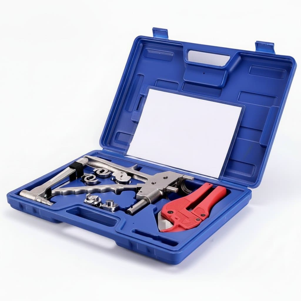 Floor heating pipe sliding pliers for geothermal connectors, designed for manual installation of heating pipes without hydraulic systems.