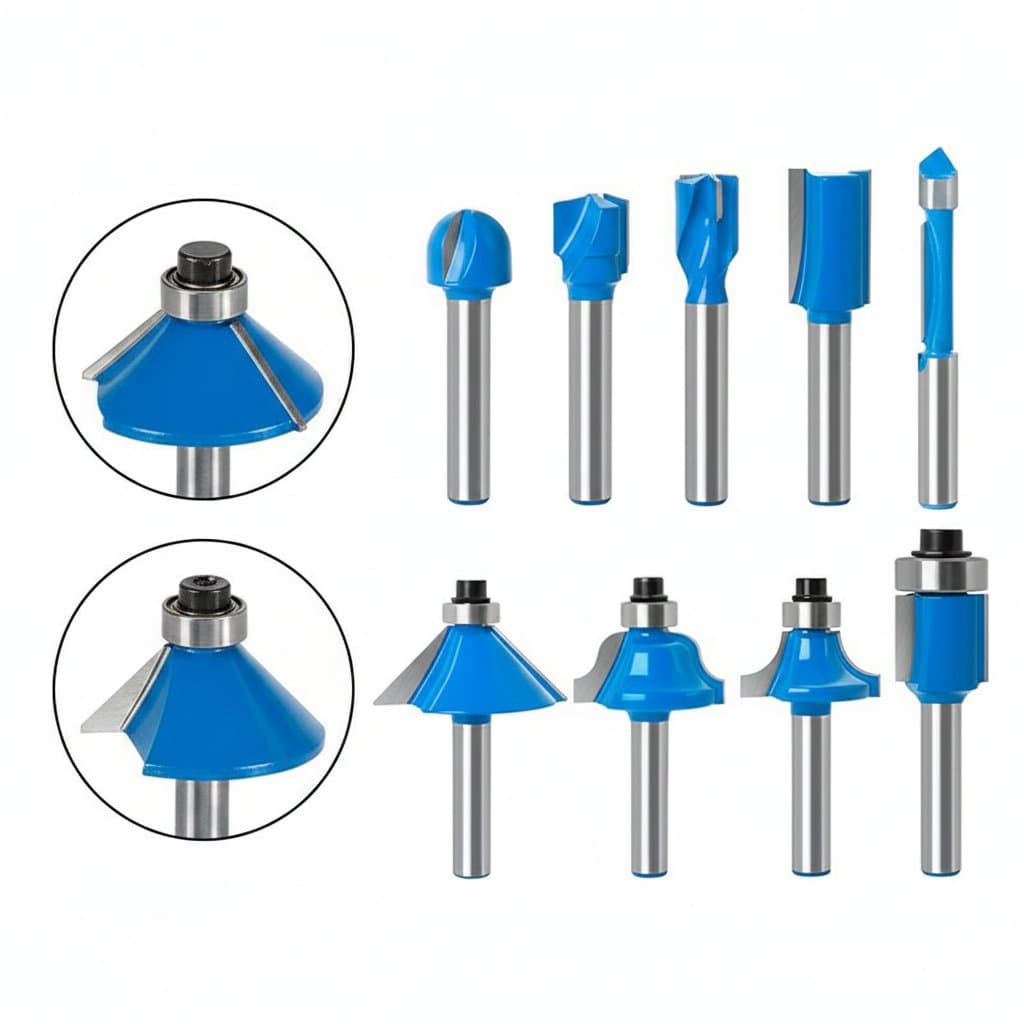 XCAN 8mm shank straight flush trim and V-type cutter bit, a CNC router tool for precise wood trimming and edge profiling.