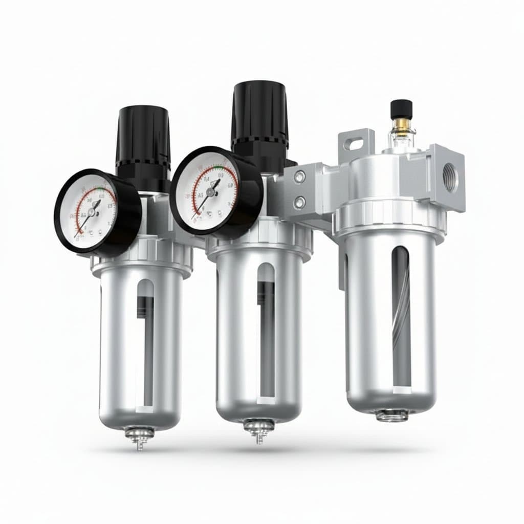 SFC400 Air Compressor Filter Regulator with oil water separator and pressure gauge for pneumatic systems.