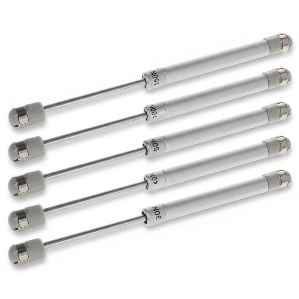 Cabinet door hinge gas spring hydraulic strut prop for smooth, controlled opening and closing of heavy cabinet doors.