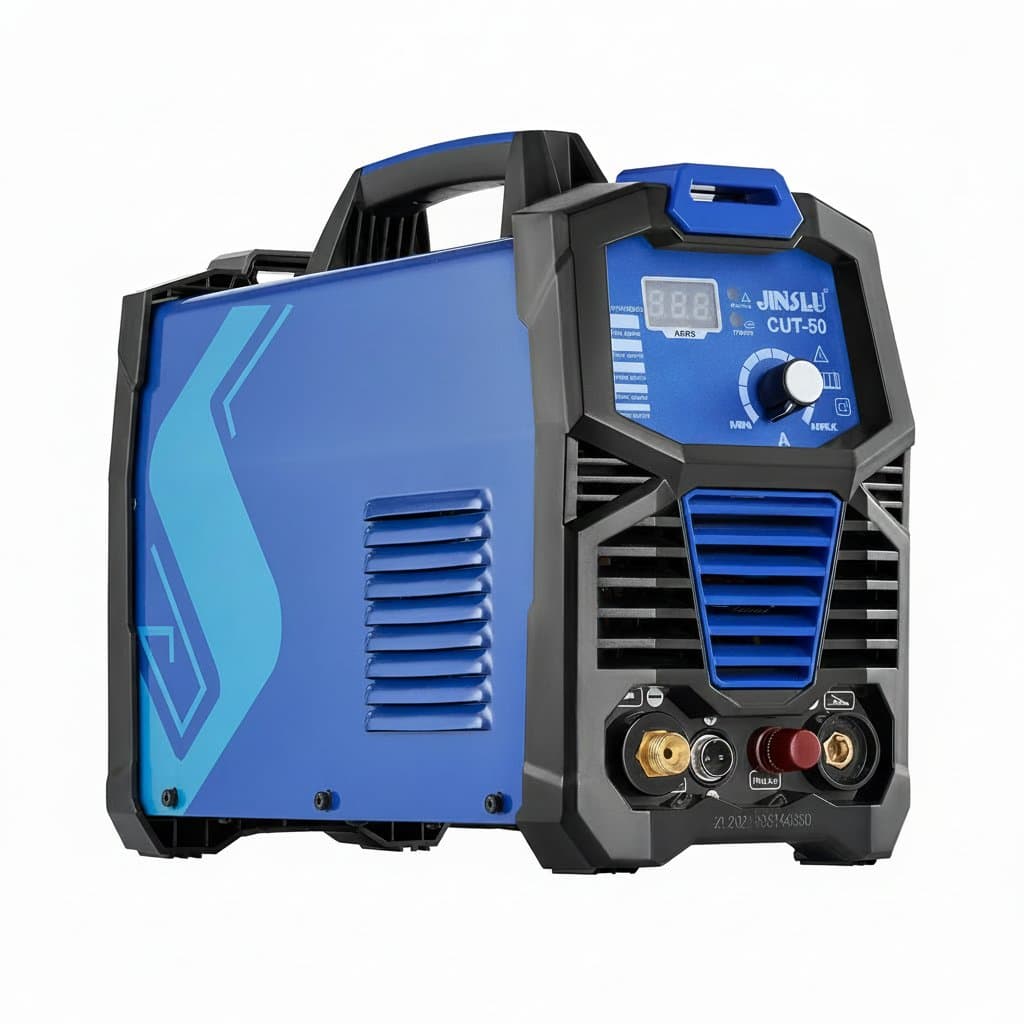 JINSLU CUT50L Non Touch Pilot Arc Plasma Cutter, a high-frequency inverter machine for metal cutting and welding.