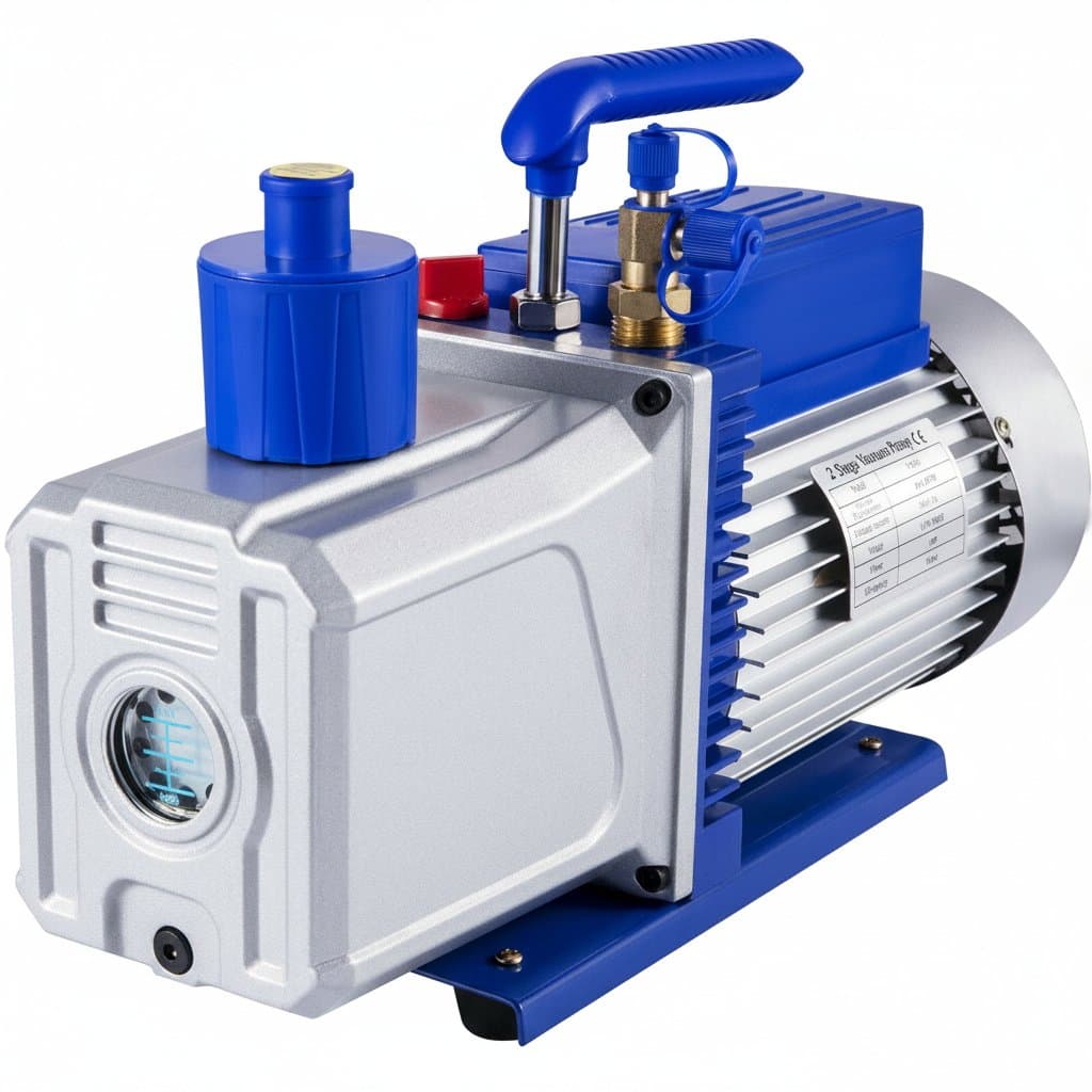 SucceBuy 10 CFM 1HP two-stage vacuum pump for HVAC and automotive AC evacuation, featuring a rotary vane design.