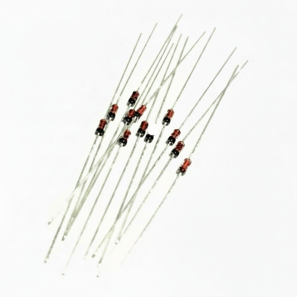 50PCS 1N4148 high-speed switching diodes assortment kit with 1N60P, 1N914, BAT85, DB3, and DB4 types for electronics projects.