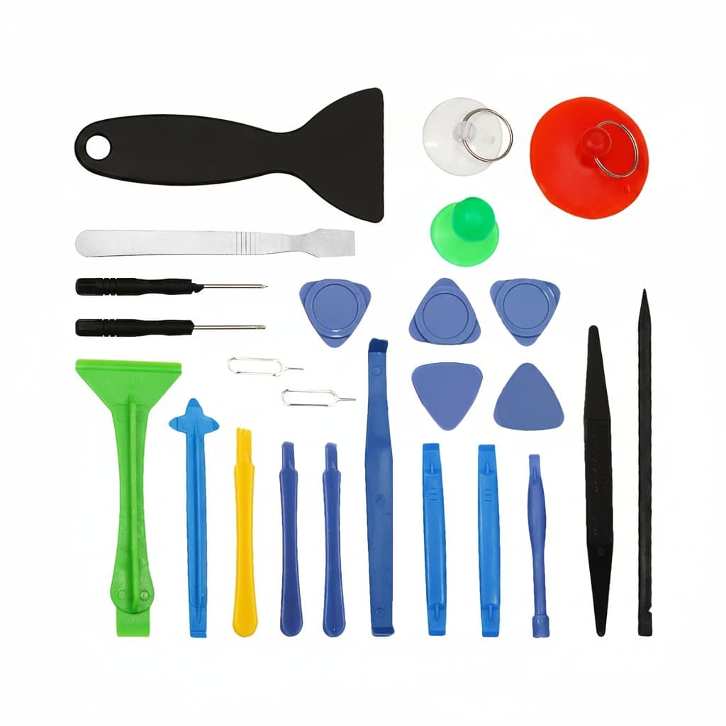 Professional hand pry disassembly tool set for removing interior door clips, panel trim, and dashboards during auto repair.
