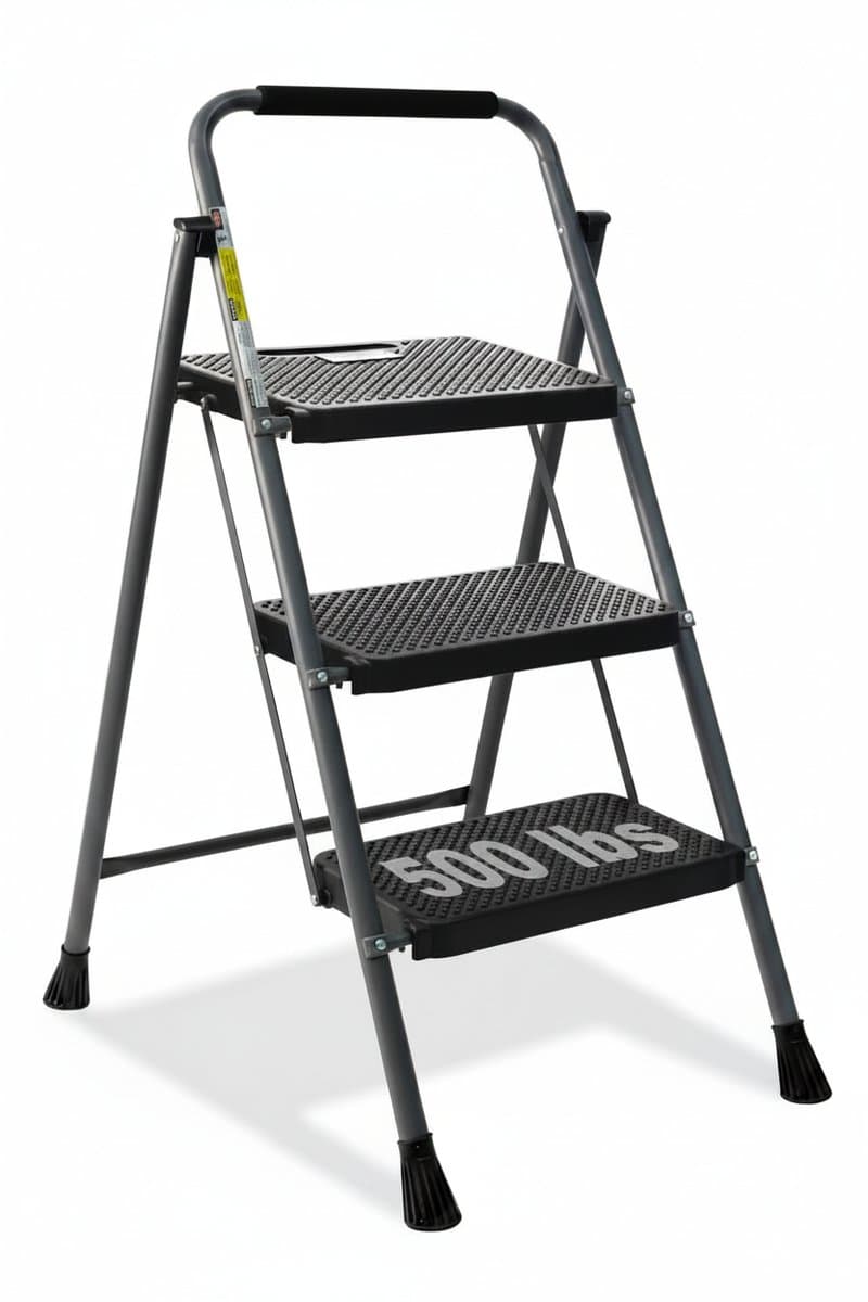 3 Step Ladder, GOLYTON Folding Step Stool with Anti-Slip Wid - Premium Tools & Hardware > Tool Accessories with professional quality and features