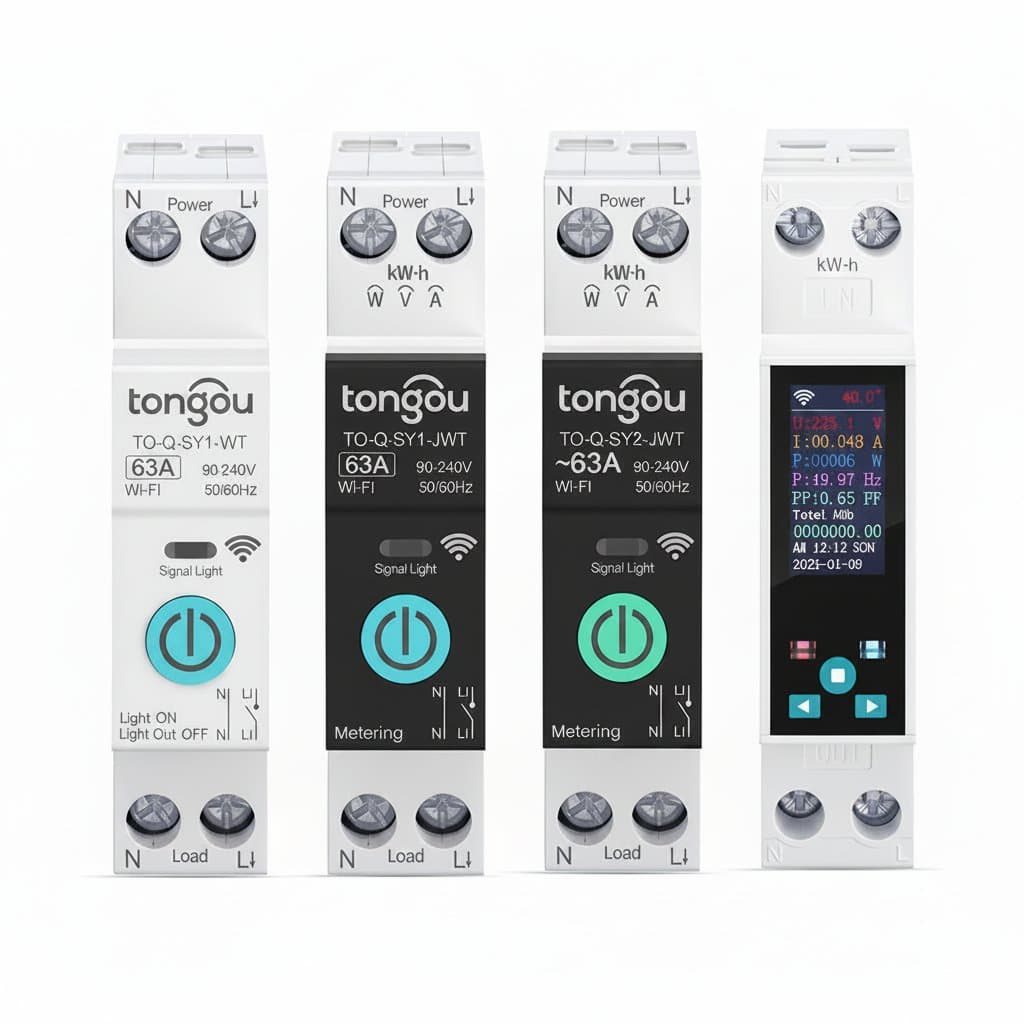Smart Circuit Breaker with Energy Monitoring | 50A/63A DIN Rail | Remote Control via App