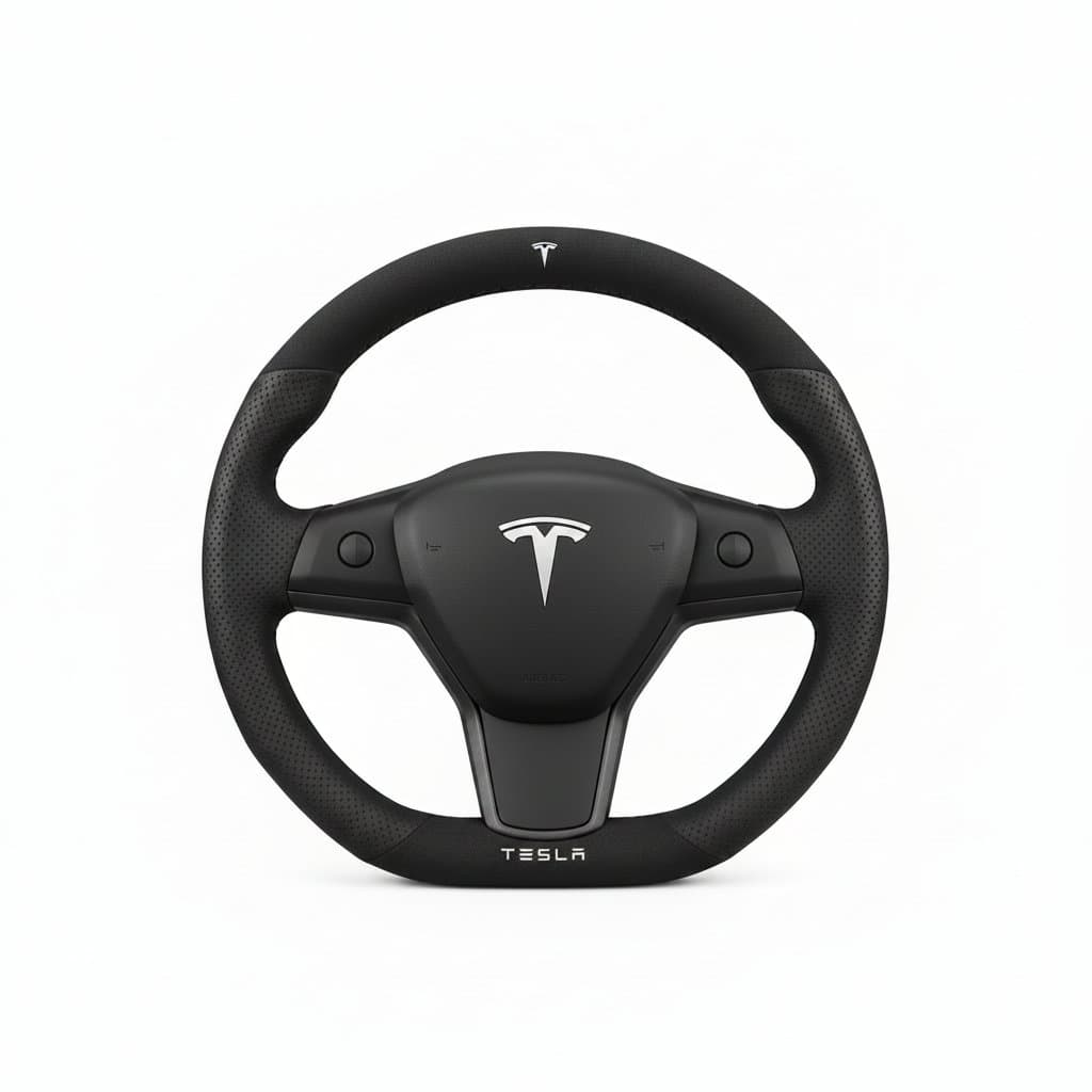 Suede and breathable leather car steering wheel covers for Tesla Model 3, Y, S, X, and Roadster, enhancing grip and style.