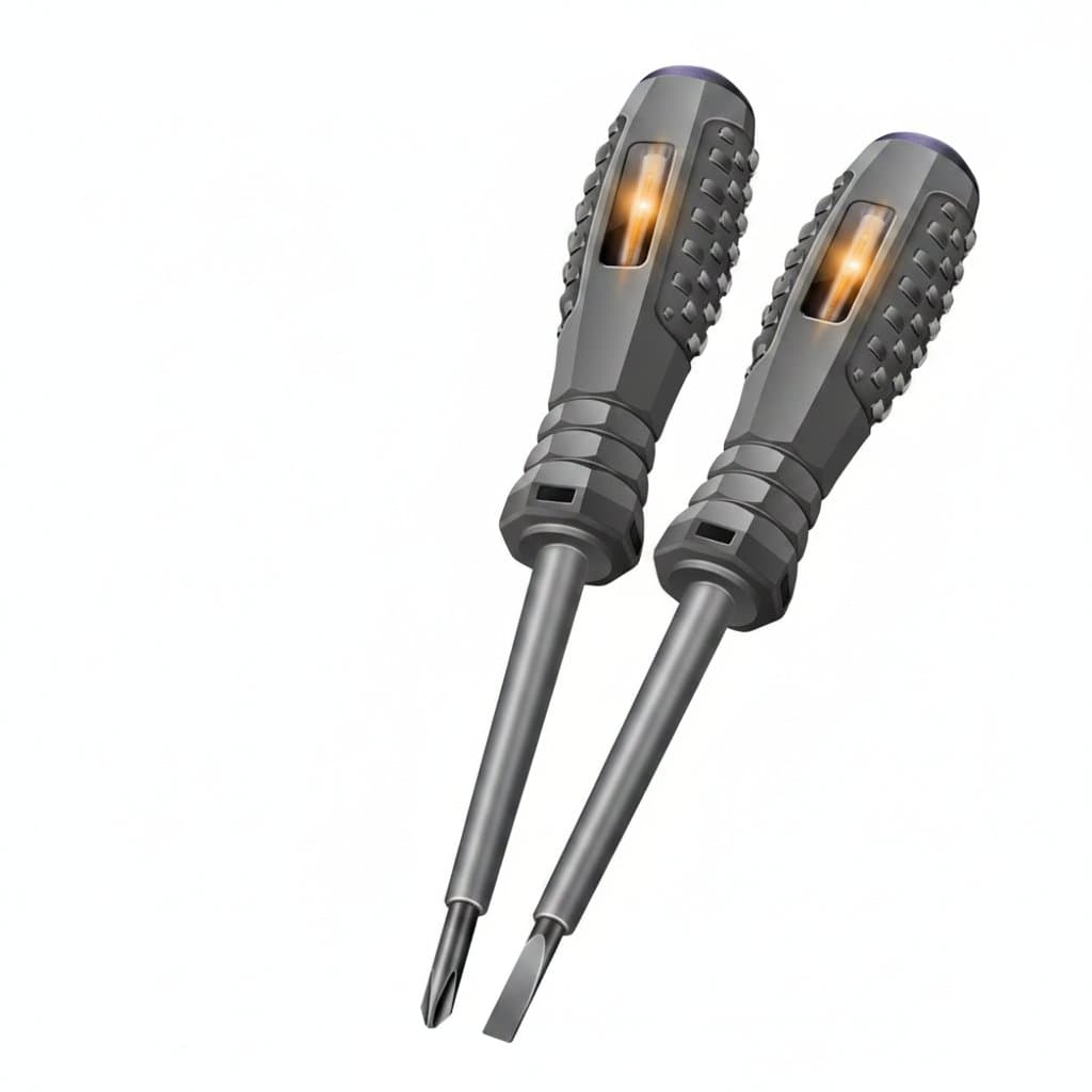 ANENG B04 insulated voltage tester pen with non-contact detection, neon bulb indicator, and slotted/phillips screwdriver tip.