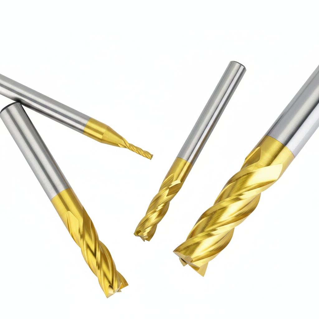 HSS TiN Coated Router Bits | Imperial Inch Metal Cutter | 4 Flutes 1/8