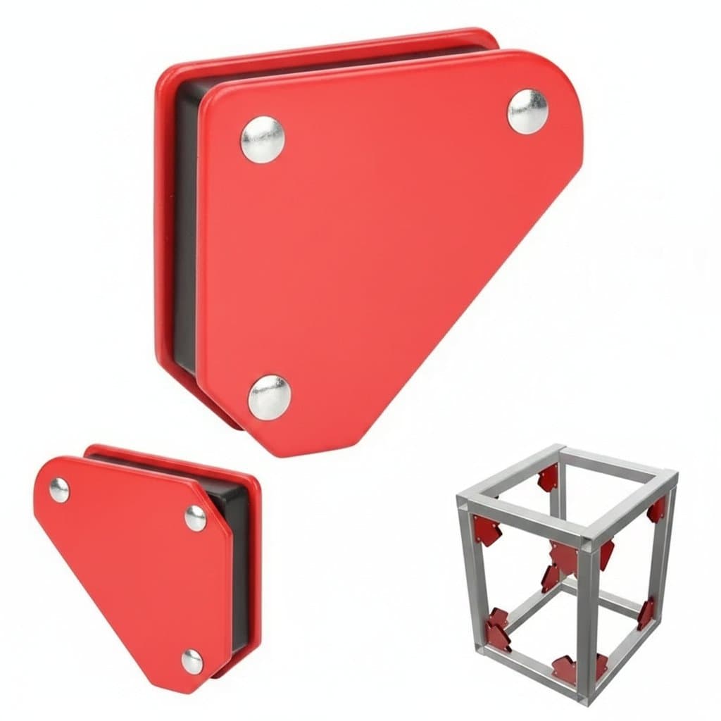 ZEXEF 4-piece Welding Magnet Set with 45, 90, and 135-degree angle holder, 9LB arrow clamp for precise welding positioning.