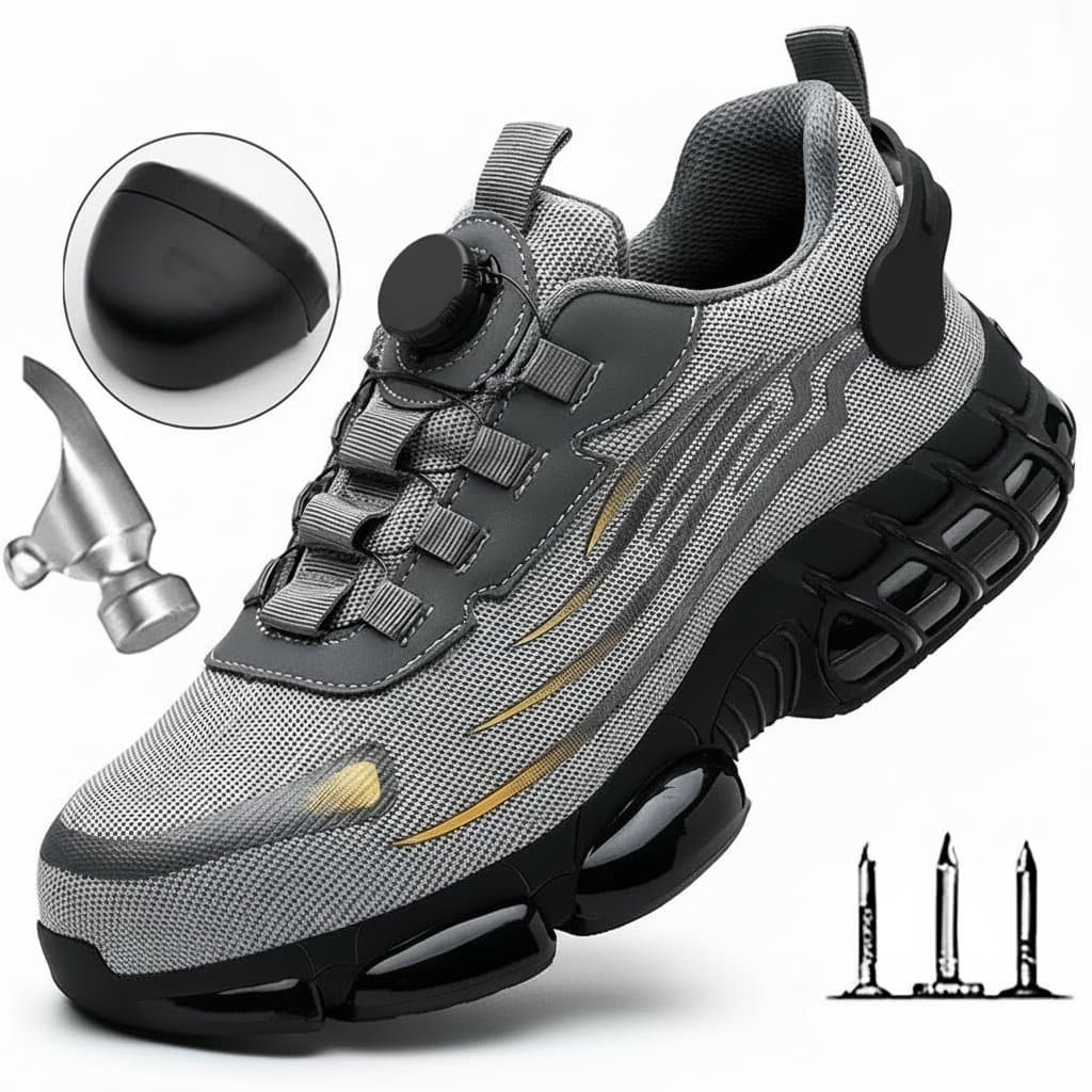 Steel Toe Cap Safety Boots, a pair of black work boots.