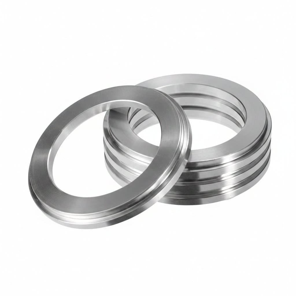 A set of four aluminum alloy hub centric rings, acting as wheel spacers, for various wheel bore center sizes.