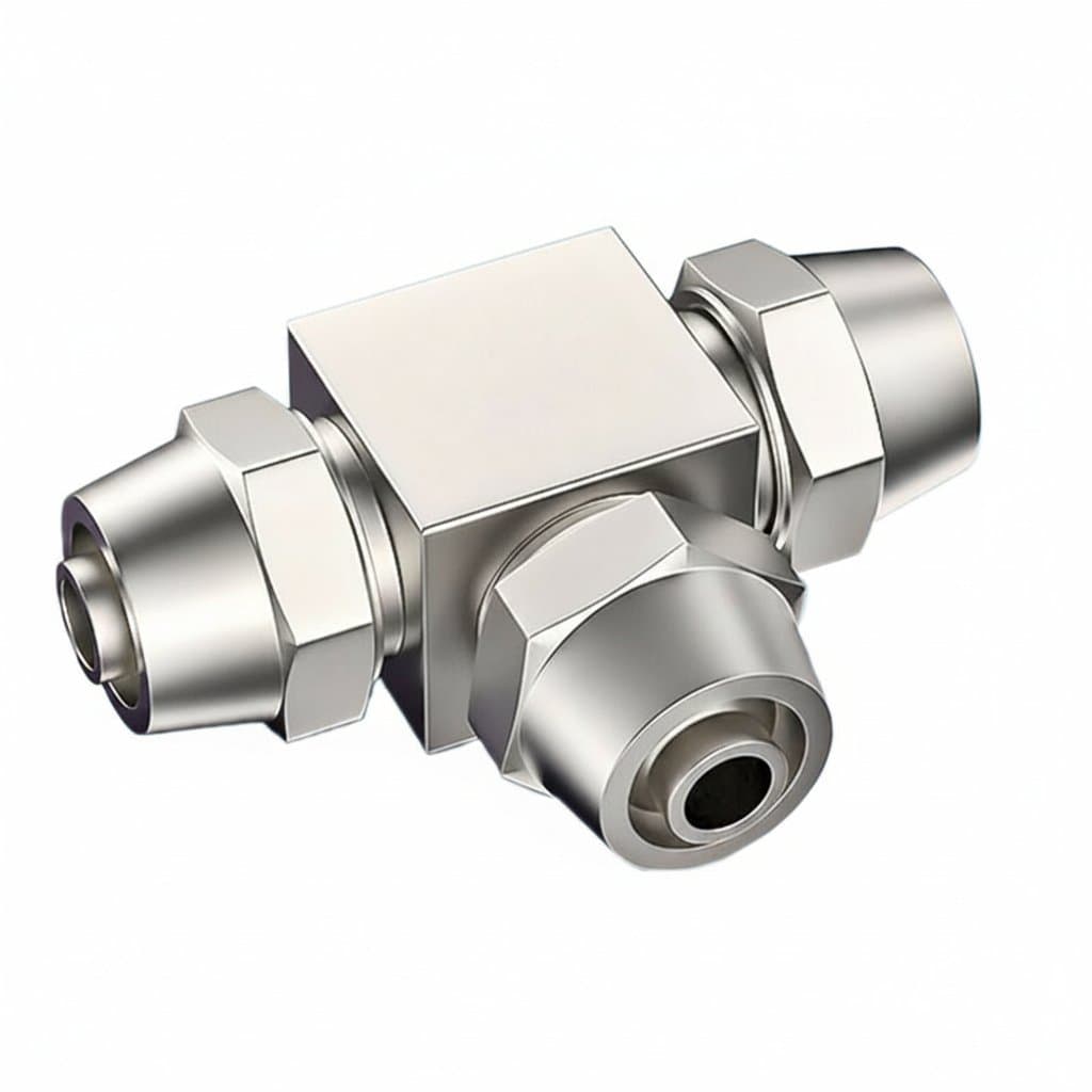 High-Pressure Pneumatic Tee Fitting | Quick-Connect Brass Lock | PE 4-16mm Sizes - Image 1