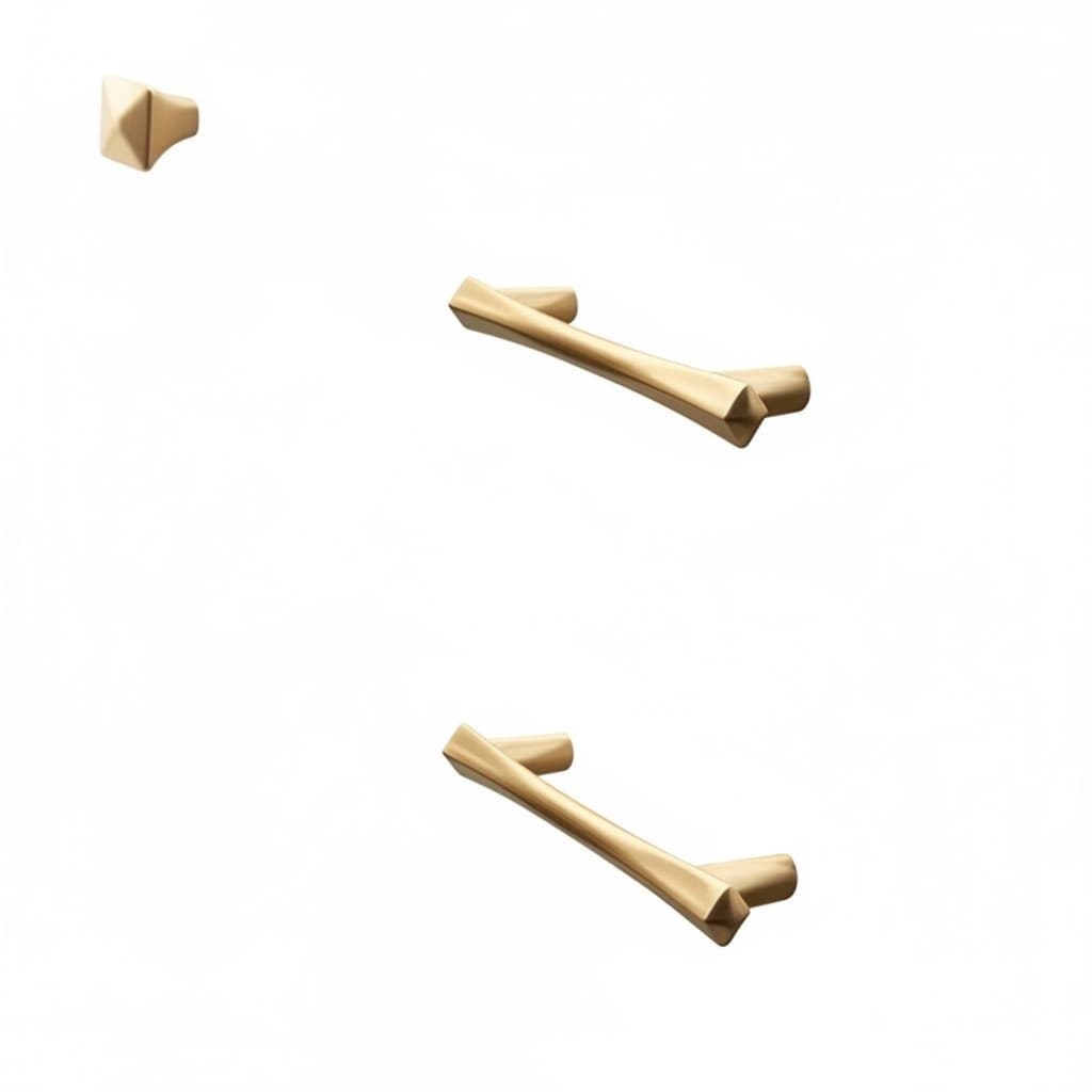 Modern gold cabinet drawer handles made from zinc alloy, featuring a sleek design for kitchen hardware, dressers, and furniture.