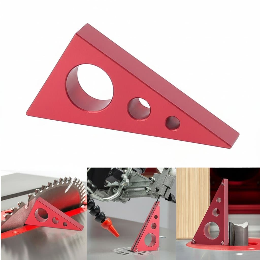 Premium aluminium alloy 30/60/90 degree pocket square gauge block for precise woodworking angle measurement and height gauging.
