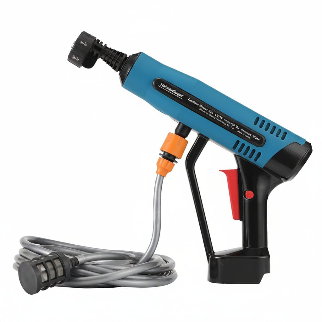 Cordless brushless handheld high-pressure washer gun delivering 25 bar for cleaning cars, fences, floors, and patios.