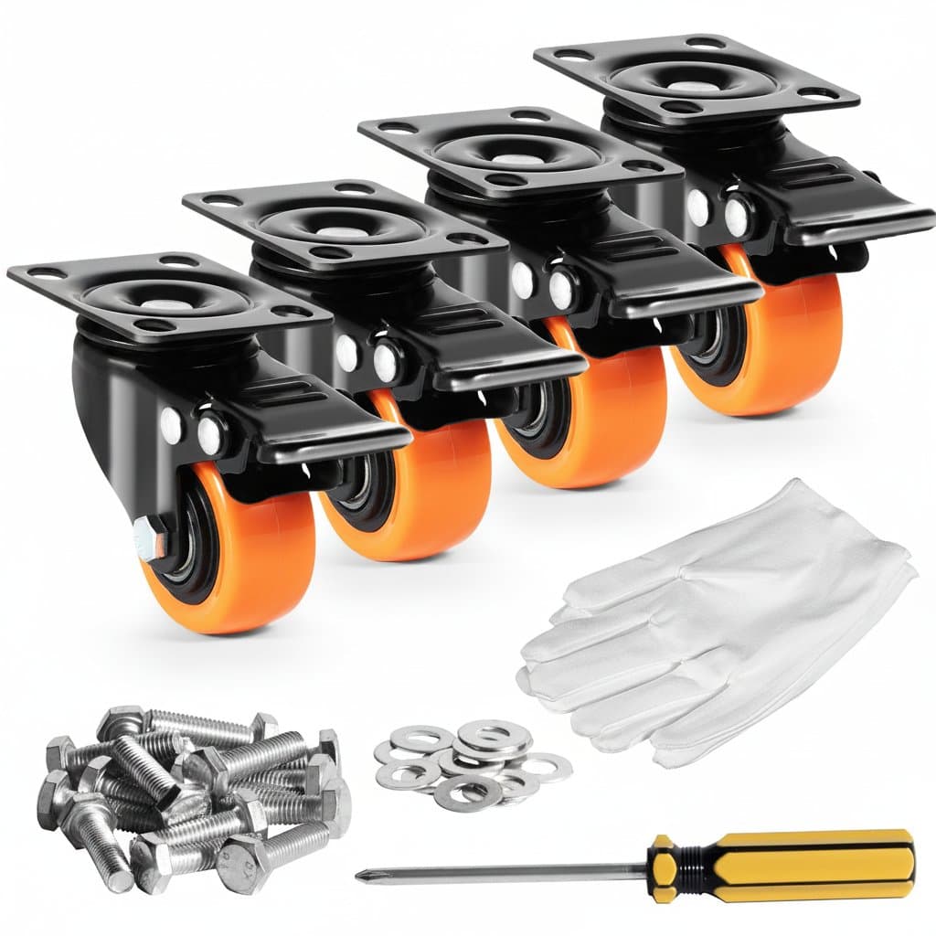 Locking Caster Wheels Set | 4-Pack Swivel Plate Casters | 2-6 Inch Sizes for Furniture & Workbenches