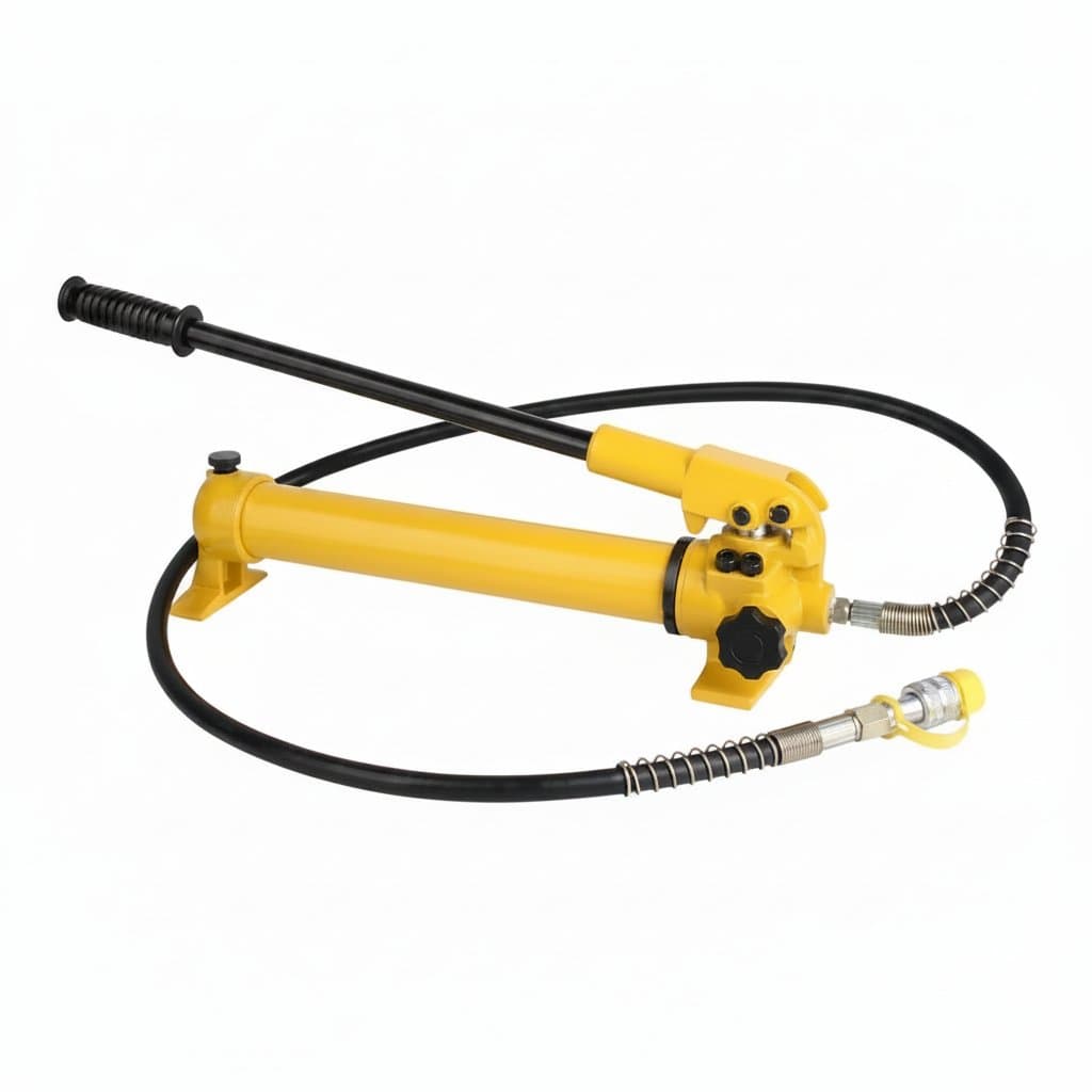 CP-700 10000PSI hydraulic manual hand pump for 10 ton rams, featuring a lightweight aluminum body, pressure gauge, and release valve.