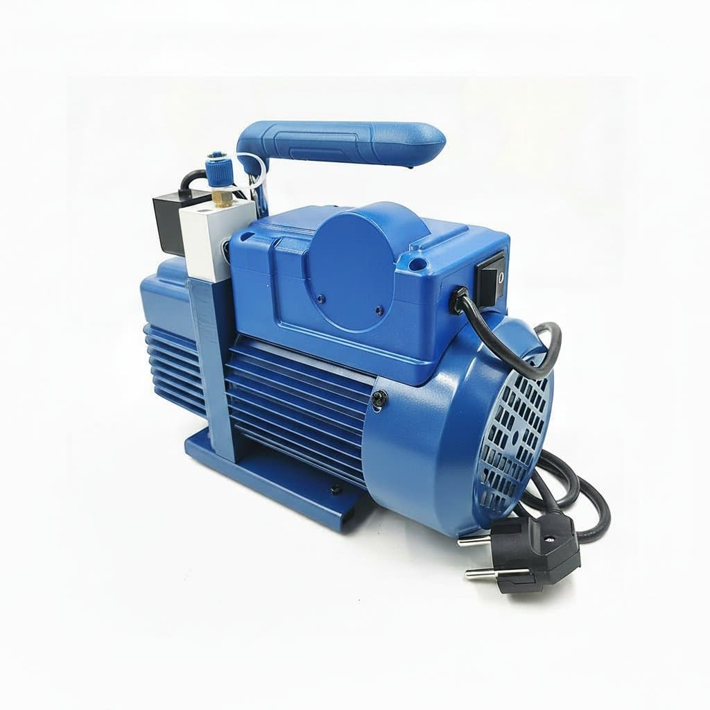 220V 180W refrigerant vacuum pump compatible with R410A, R407C, R134a, R12, and R22 air conditioning systems.