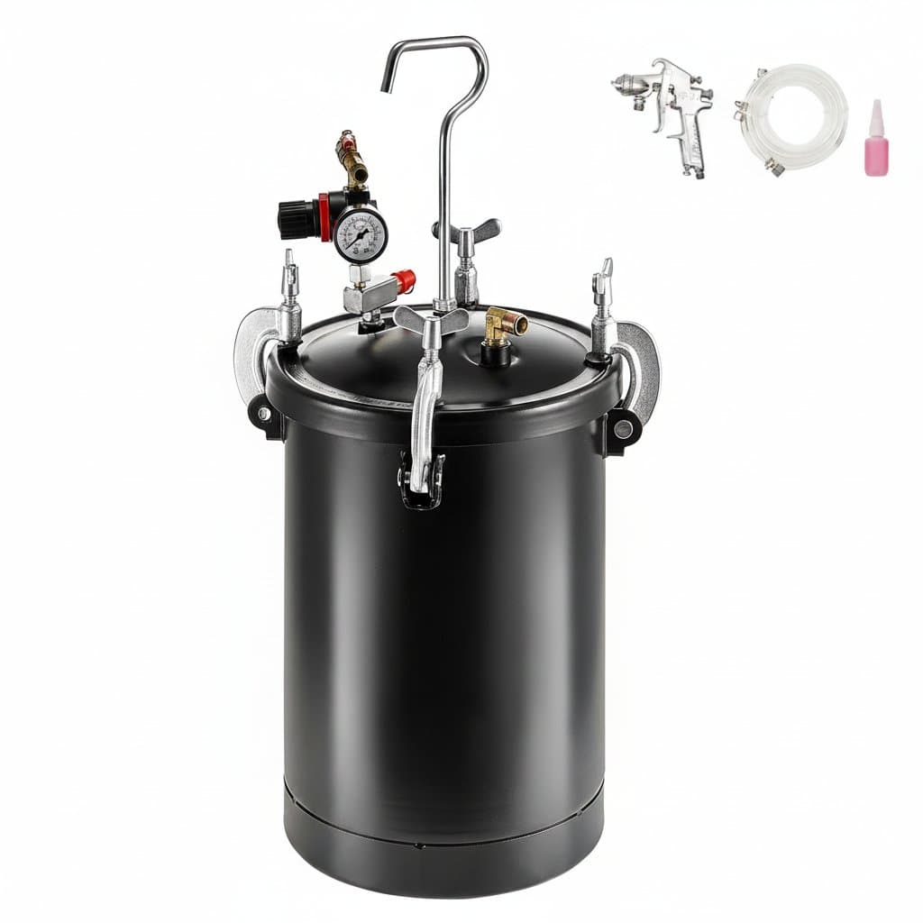 15L Pressure Pot Tank | 60psi Adjustable Steel Paint Tank | Spray Gun Hose & Pot System