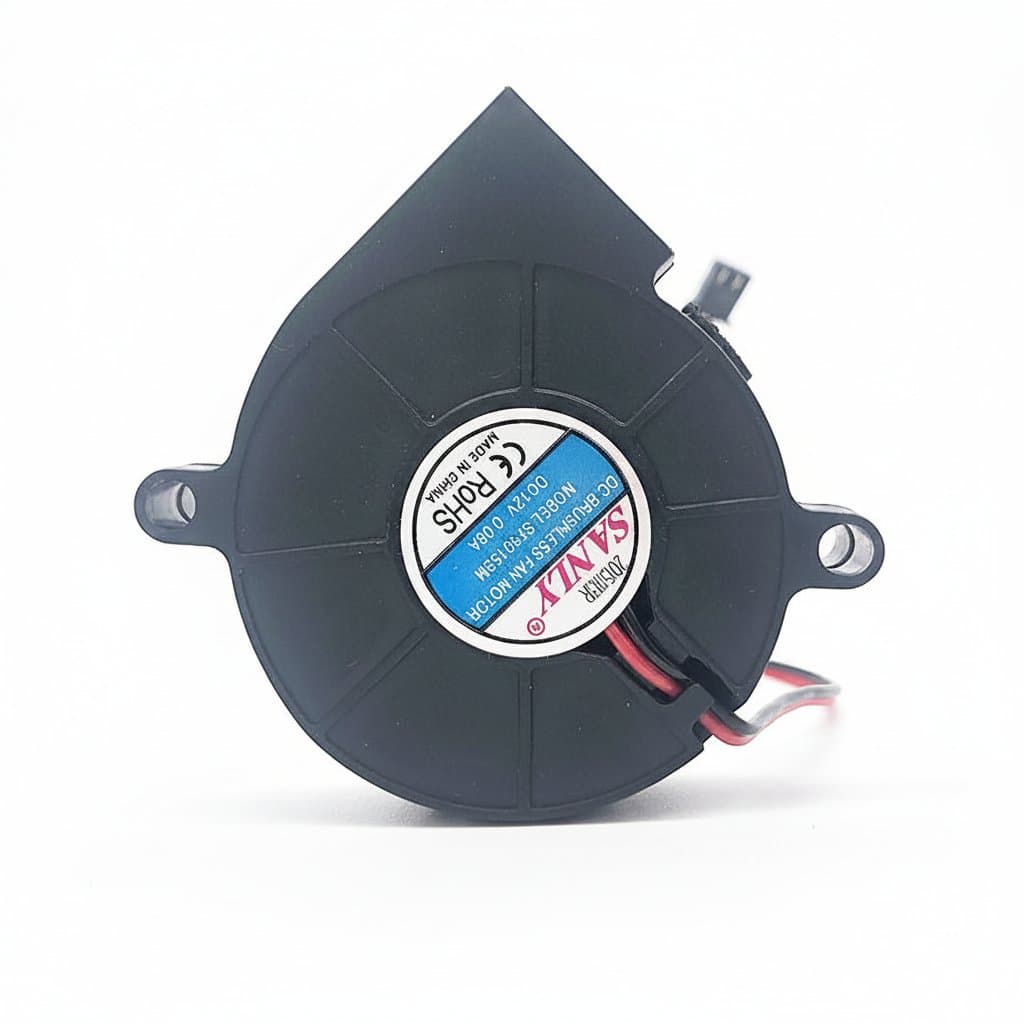 SANLY SF5015SL 12V 0.06A 50x50x15mm industrial blower fan for humidifier cooling and electronics, with 2-pin connector.