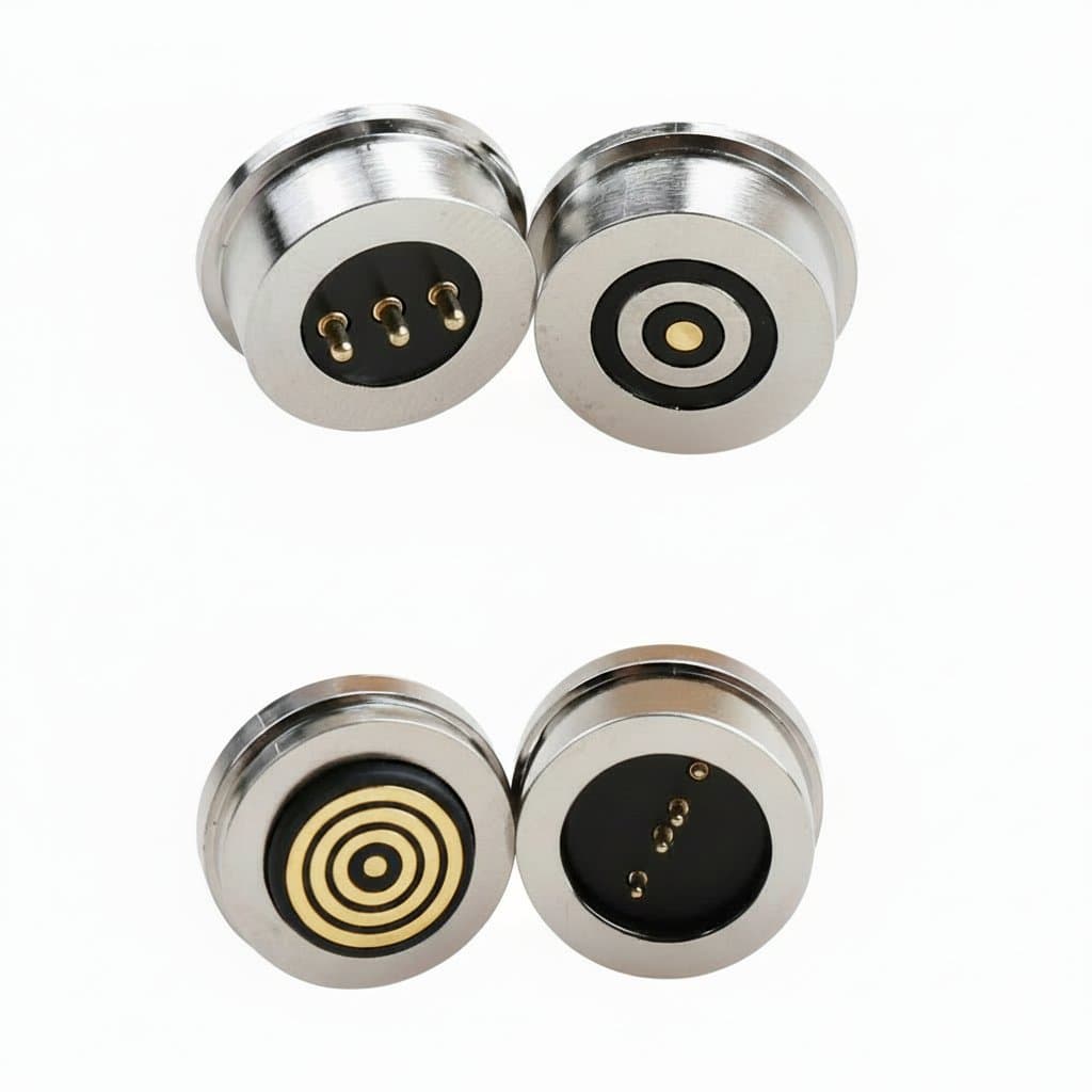 Magnetic Pogo Pin Connector | 3-Pin & 4-Pin Waterproof | 360° Blind-Mating for DC & Signal - Image 1