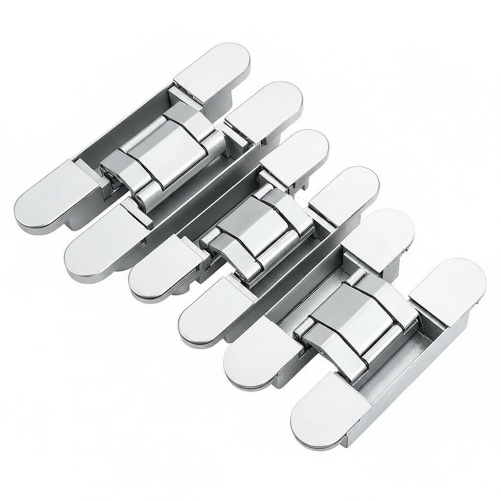 Invisible Gate Hinges | 3D Adjustable Bearing | Bright Chrome Zinc Alloy