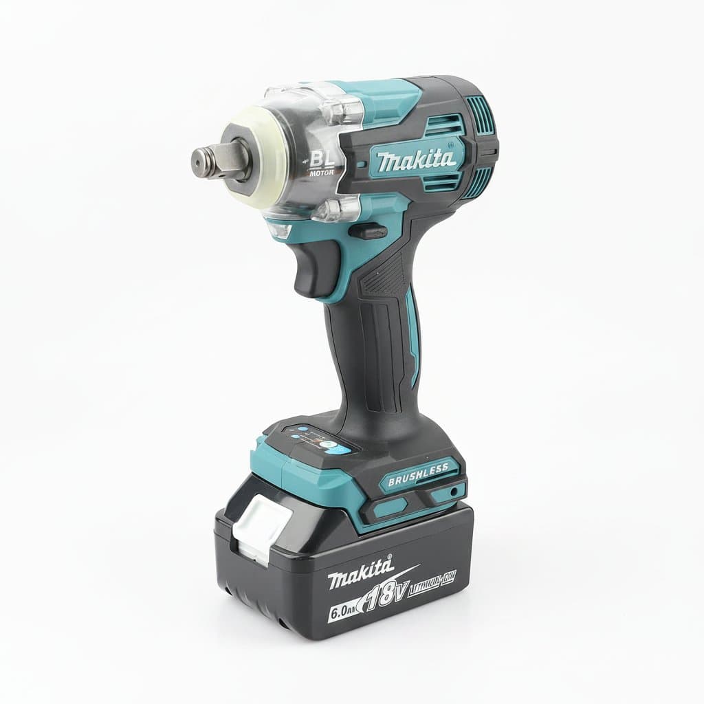 Makita TW004 brushless XGT cordless drill driver with battery, showing ergonomic grip and compact design for professional use.