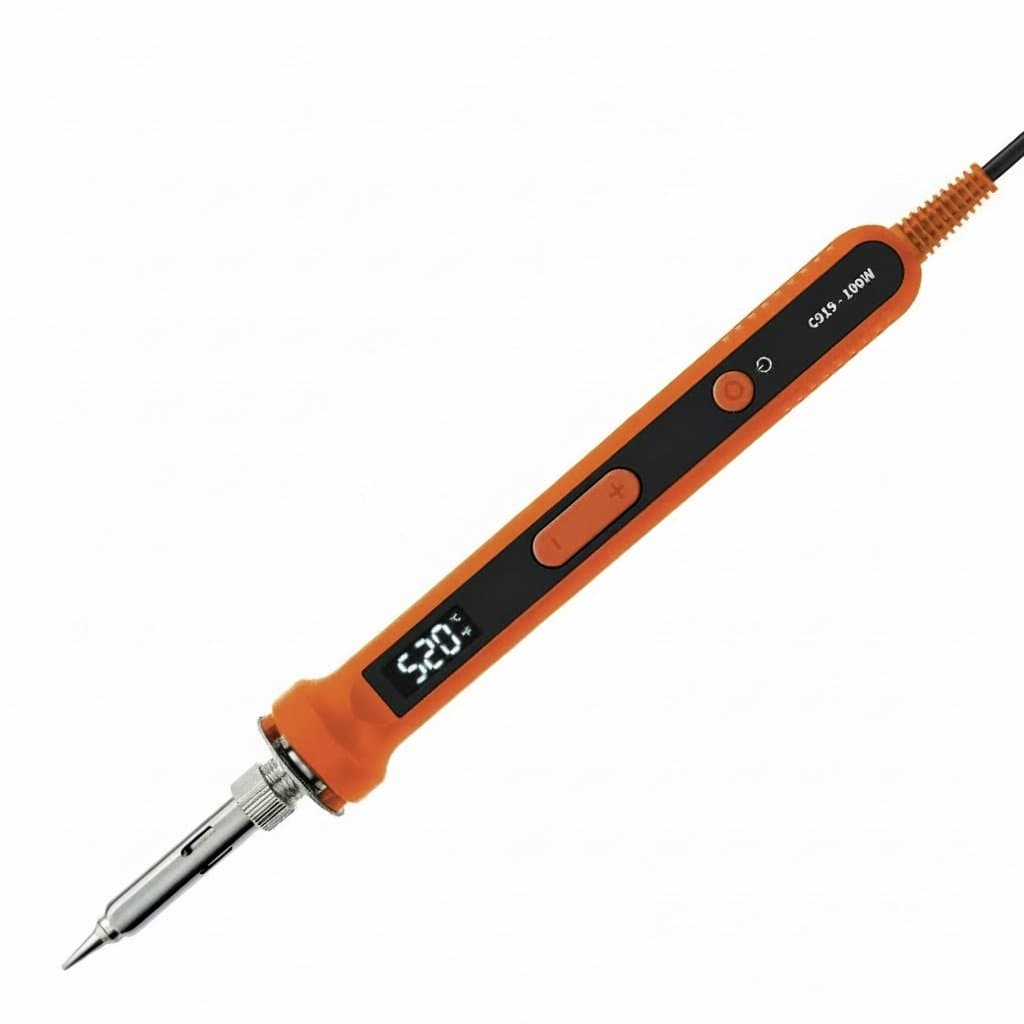 100W Digital Soldering Iron Kit with adjustable temperature control from 200 to 450°C, ceramic heater, and multiple soldering tips for welding and rework.