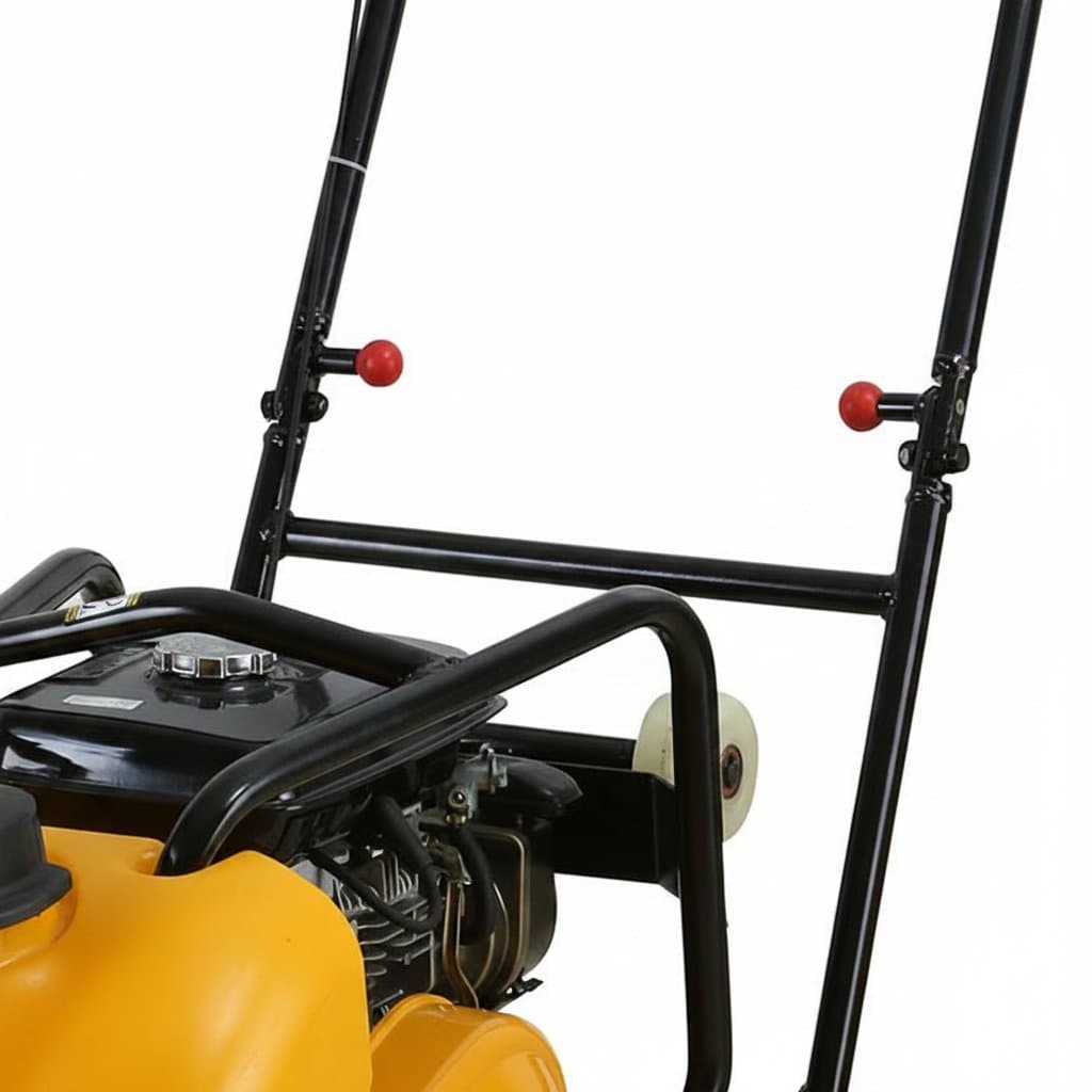 Forward vibratory earth plate compactor tamper machine for soil compaction in foundation work, trench backfilling, and landscaping.