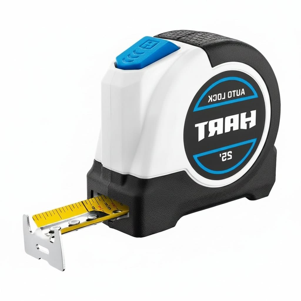 Electronic digital tape measure with large LCD screen, showing precise measurement of 5.250 meters on its durable rolling wheel.