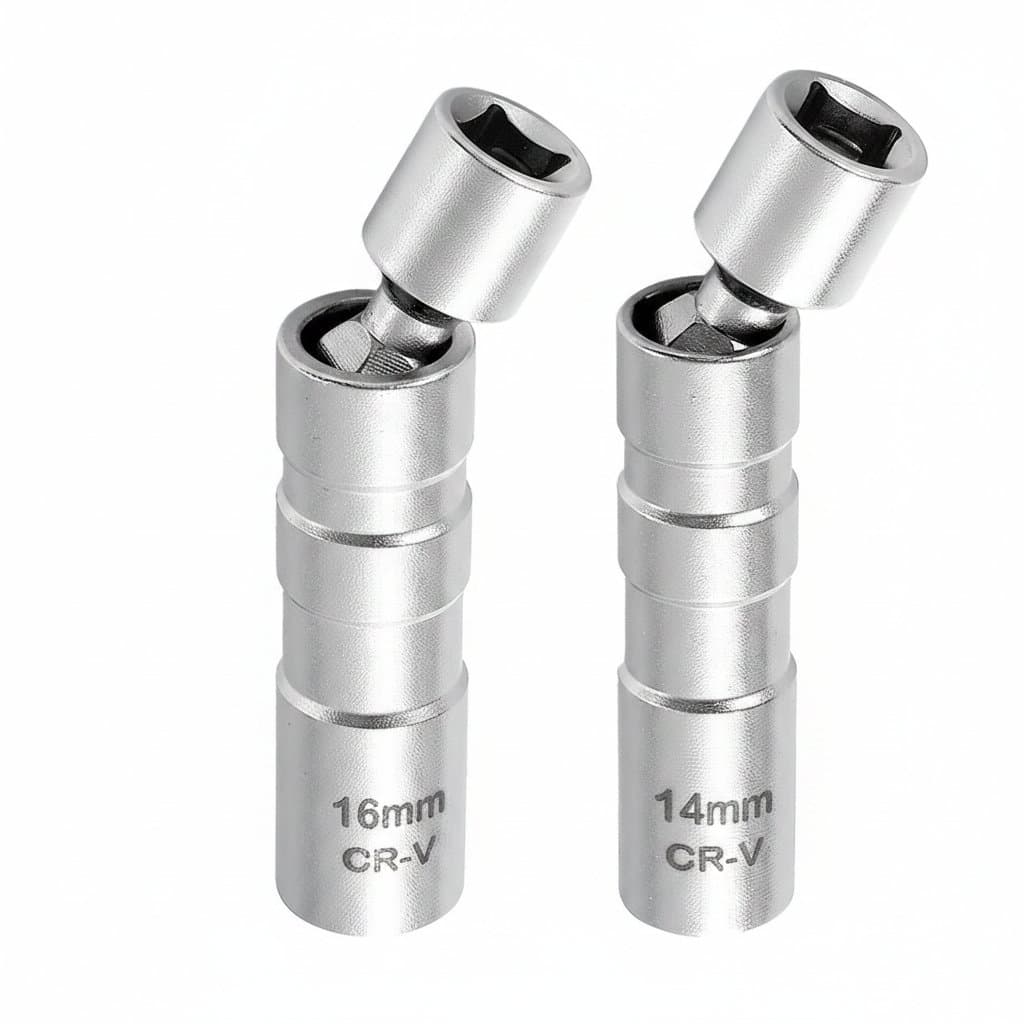 A 14/16mm magnetic spark plug socket wrench with a thin wall and 12-angle design for car repair.